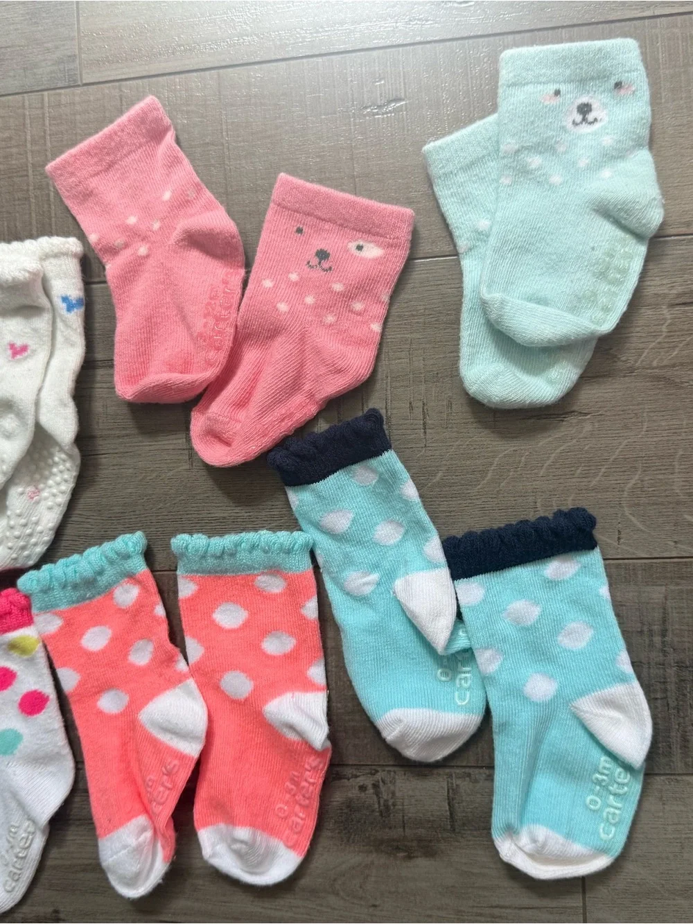 Carter's Assorted Girls Non-Slip Socks - Pink, Coral, Aqua, Mustard, Red
